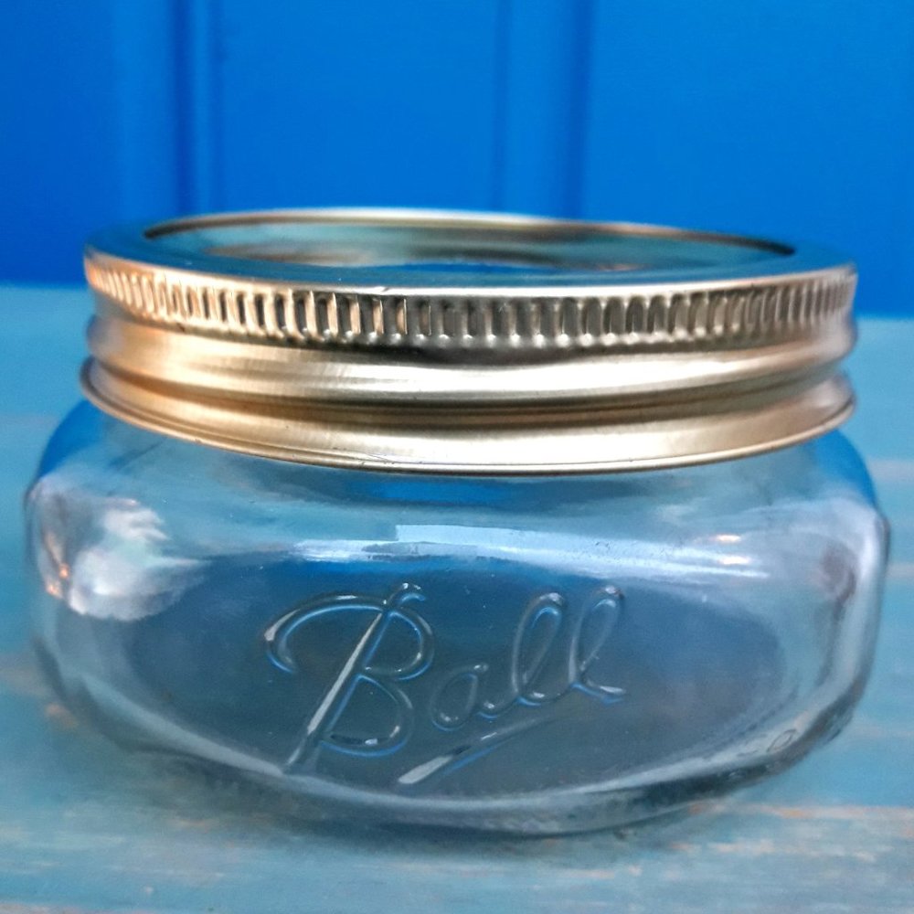 Ball Mason Jar with Gold Lid Glass Jar Wide Low Little Short Mini Cute Storage